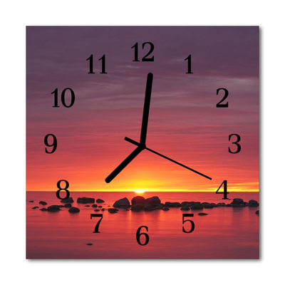 Glass Wall Clock Sunset nature pink