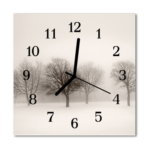 Glass Wall Clock Winter winter white