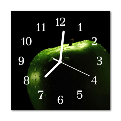 Glass Wall Clock Apple apple green