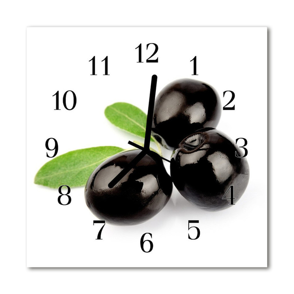 Glass Wall Clock Olives olives black