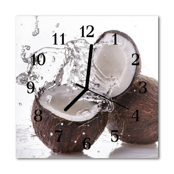 Glass Wall Clock Coconuts food and drinks brown