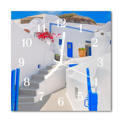 Glass Wall Clock Santorini santorini white