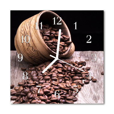 Glass Wall Clock Coffee beans food and drinks brown