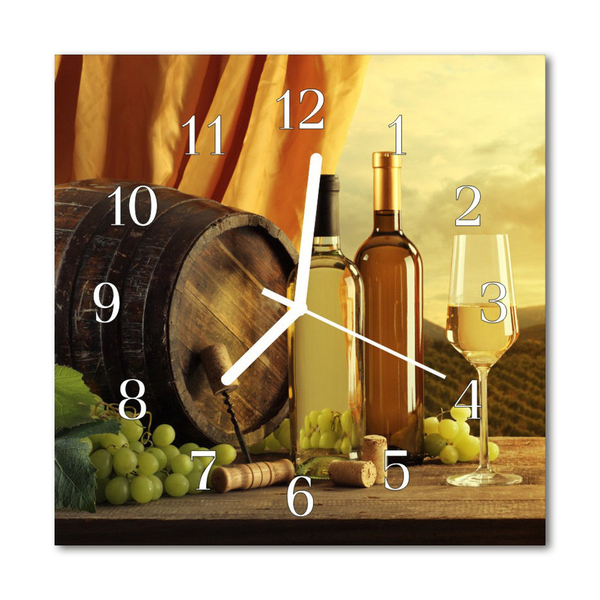 Glass Wall Clock Wine barrel food and drinks multi-coloured