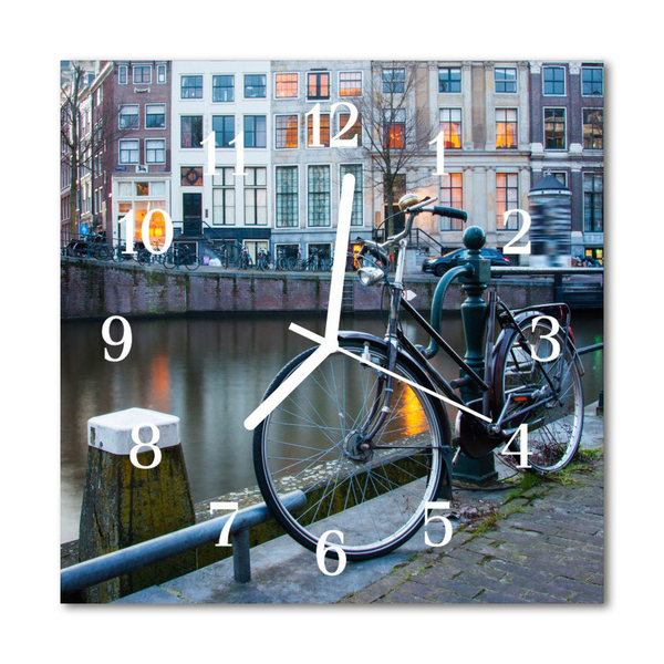 Glass Wall Clock Bicycle vehicles multi-coloured