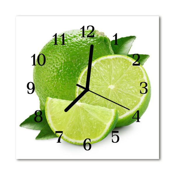 Glass Wall Clock Lime fruit green