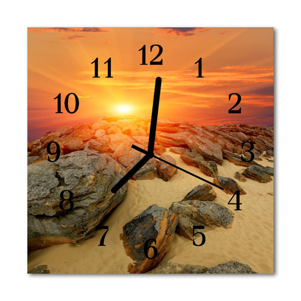 Glass Wall Clock Sunset nature orange