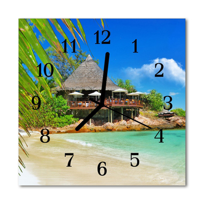 Glass Wall Clock Island landscape multi-coloured