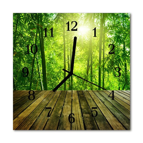 Glass Wall Clock Bamboo bamboo green