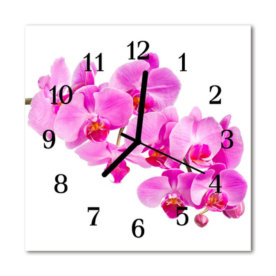 Glass Wall Clock Orchid flowers pink