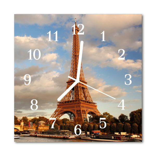 Glass Wall Clock Paris towns multi-coloured