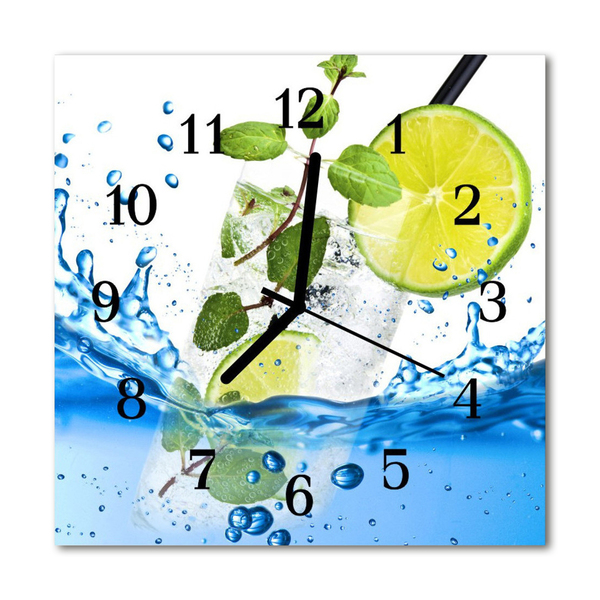 Glass Wall Clock Lime mint fruit spices multi-coloured