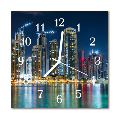 Glass Wall Clock City night city night multi-coloured