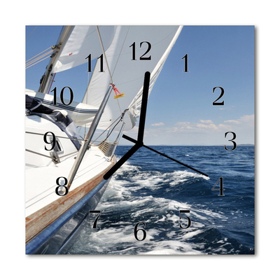 Glass Wall Clock Yacht vehicles blue