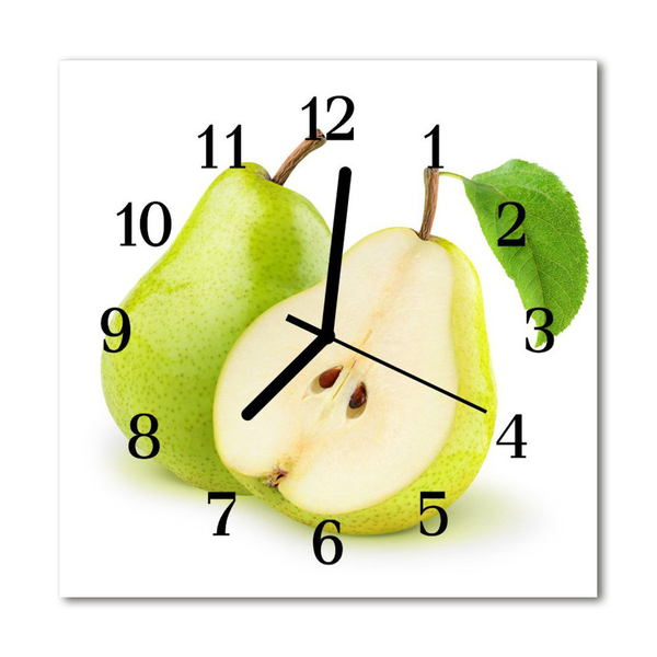 Glass Wall Clock Pears pears green