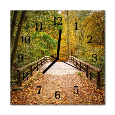 Glass Wall Clock Bridge forest architecture forest green