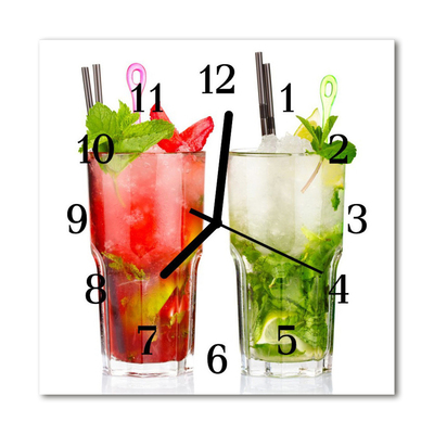 Glass Wall Clock Cocktails beverages red, green