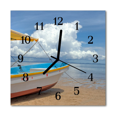 Glass Wall Clock Boat boat blue