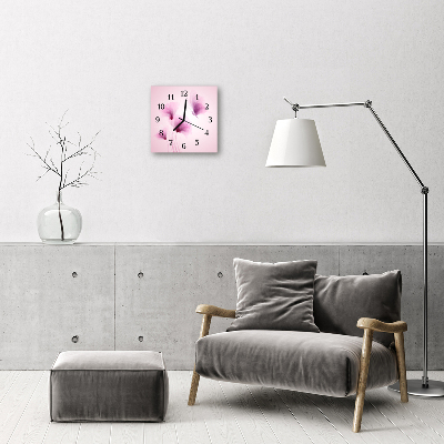 Glass Wall Clock Flowers flowers pink