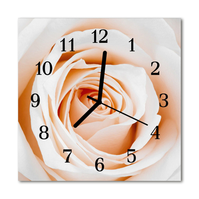 Glass Wall Clock Rose flowers pink