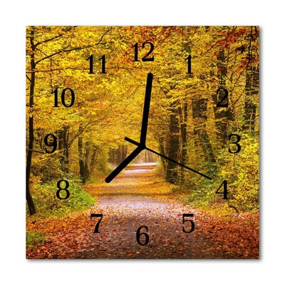 Glass Wall Clock Path forest path forest yellow