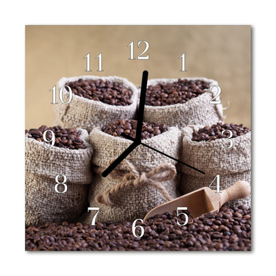 Glass Wall Clock Coffee beans food and drinks brown