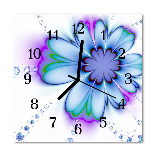 Glass Wall Clock Flower flower blue