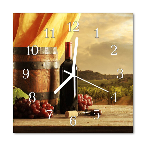 Glass Wall Clock Wine barrel food and drinks barrel multi-coloured