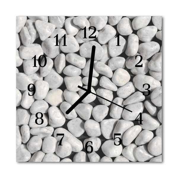 Glass Wall Clock Stones stones white