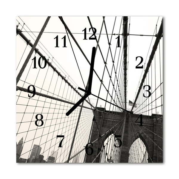 Glass Wall Clock Brooklyn bridge architecture grey