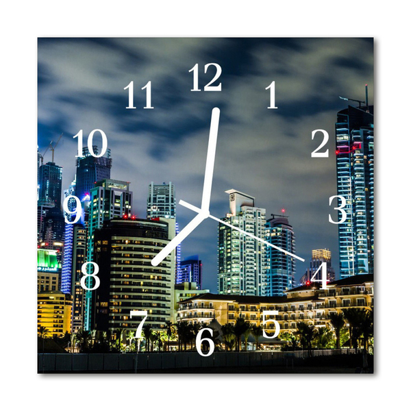 Glass Wall Clock City night city night blue