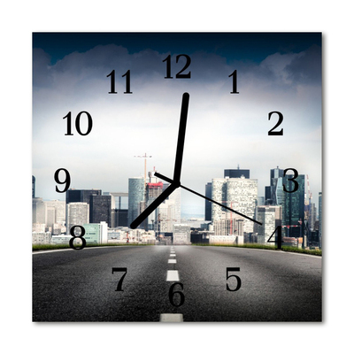 Glass Wall Clock Way city way city grey