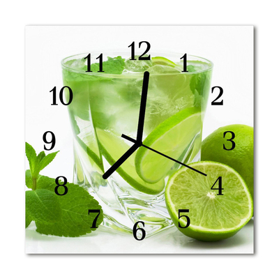 Glass Wall Clock Lime fruit green