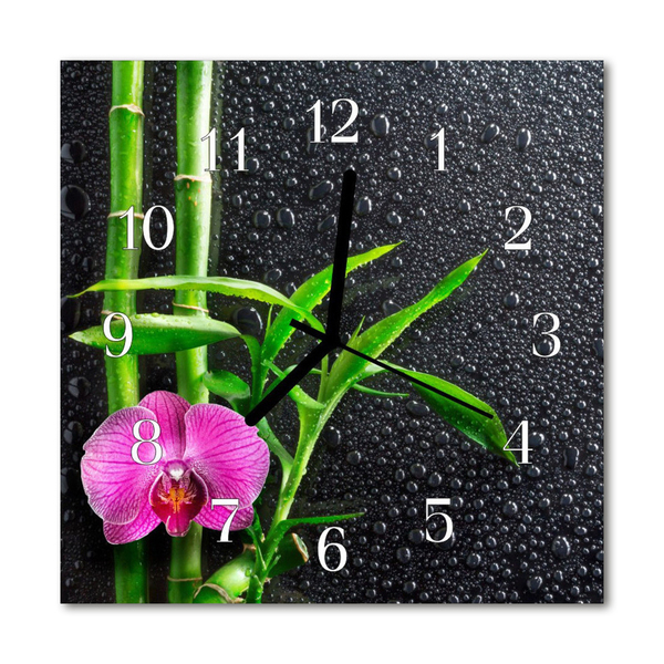 Glass Wall Clock Bamboo spa bamboo spa green