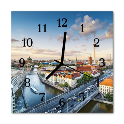 Glass Wall Clock City river city river multi-coloured