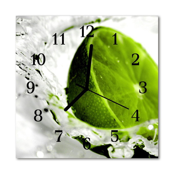 Glass Wall Clock Lime fruit green