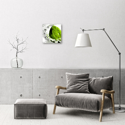 Glass Wall Clock Lime fruit green