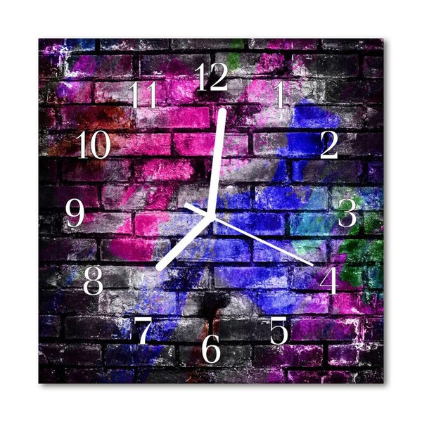 Glass Wall Clock Brick architecture multi-coloured