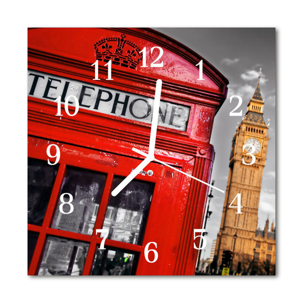 Glass Wall Clock London beverages red