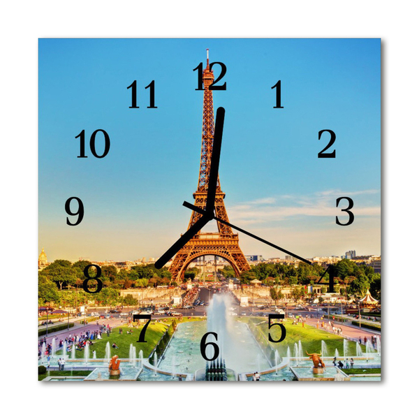 Glass Wall Clock Paris towns multi-coloured