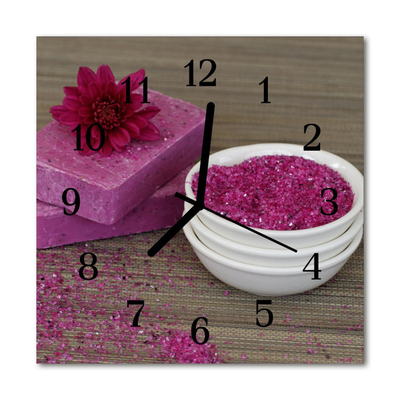 Glass Wall Clock Flower flower pink