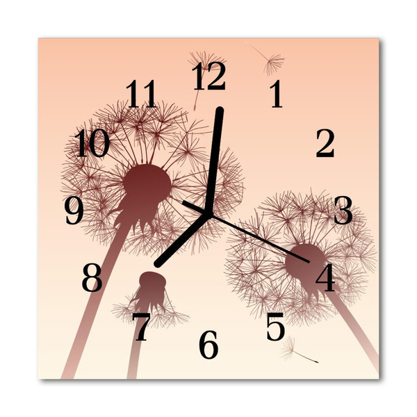 Glass Wall Clock Dandelions flowers orange