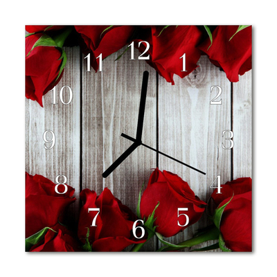 Glass Wall Clock Rose boards flower boards red