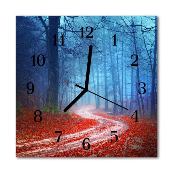 Glass Wall Clock Path forest path forest red