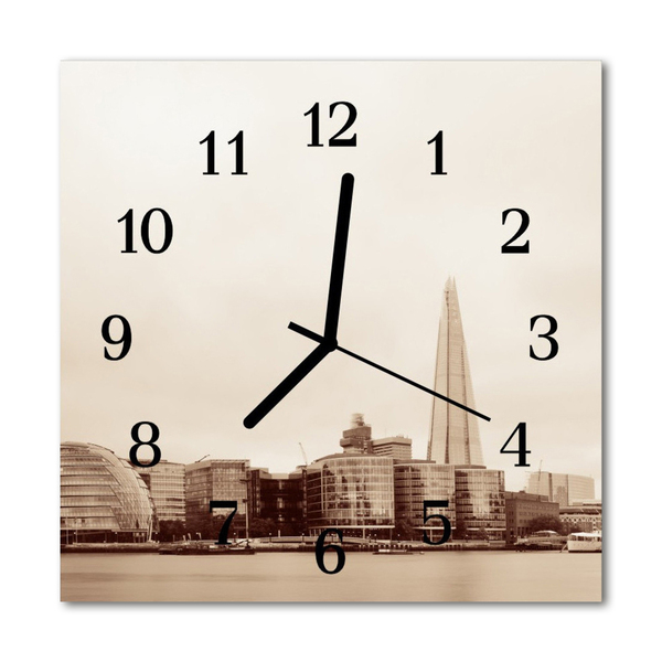 Glass Wall Clock Skyline beverages grey