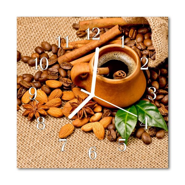 Glass Wall Clock Cinnamon almonds cinnamon almonds brown