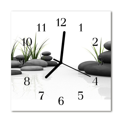 Glass Wall Clock Stones spa stones spa white