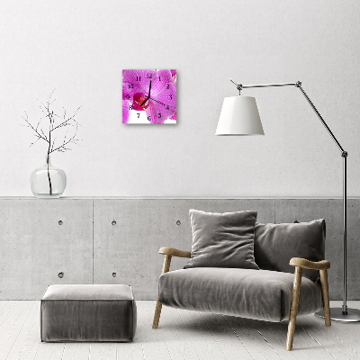 Glass Wall Clock Orchid flowers pink