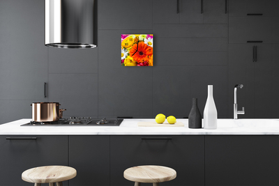 Glass Wall Clock Flowers flowers multi-coloured