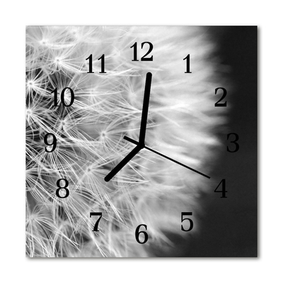 Glass Wall Clock Dandelion flowers white